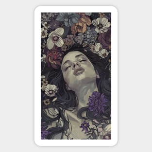 girl with the flowers Sticker